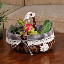 Jiangnan bamboo rattan wicker storage basket snacks picnic basket fruit basket flower basket small props vegetable basket bamboo basket