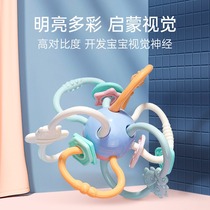 Soft rubber Manhattan hand catch ball teether rattle to appease newborn baby grasping touch training touch ball can bite 3 months 6