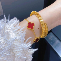 Lucky Fourleaf Bracelet woman in the summer of 2023 new red - agate jade marrow lavish design advanced decoration