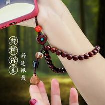Small leaf rosewood mobile phone chain lanyard short wrist pendant pendant jewelry mobile phone shell lanyard Chinese style pendant rope
