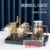 New diamond amber cold kettle household high temperature high boron silicon explosion-proof glass large capacity cooling kettle suit