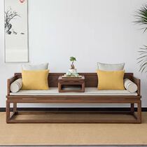 New Chinese Rohan Bed Pumped Sofa Tension Combined Solid Wood Pull-pulled Black Walnut Guffey Living Room Single