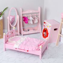 Childrens toys doll bed house simulation wooden cot kindergarten area corner material birthday gift girl