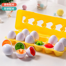 Childrens toys Monte teaching baby 01 year old knows color egg smart egg puzzle pair color cognition