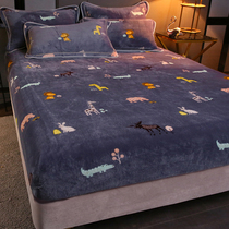 Flannel bed hat single piece plus velvet mattress cover winter coral bed cover thick warm non-slip fixed plush