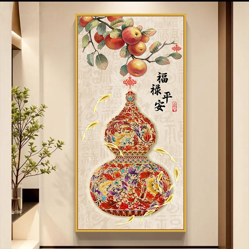 新中式玄关装饰画福字锦鲤走廊挂画-新中式玄关装饰画福字锦鲤走廊挂画