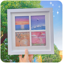 Oil painting stick picture frame diy painting 520 Valentines Day for girls birthday gift four nine palace grid 10×10 special paper photo frame