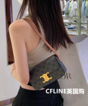 Suitable for CELINE Celine Classic Triumph Gate full print Old flowers handbag Buttoned Bull Leather Single Shoulder Armpit