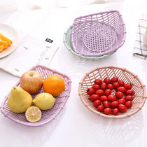 Round drain imitation bamboo fruit and vegetable basket Boat type fruit basket vegetable basket Food storage basket hollow sundries storage basket