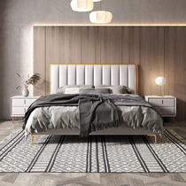 Light luxury bed 1 8 meters double modern minimalist master nuptial bed Italian minimalist zhen leather bed small Nordic
