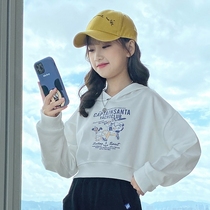 Girl short section Even cap sweatshirt spring autumn pure cotton long sleeve female great boy spring clothing 2022 new little girl white blouses