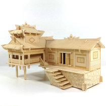 Three-dimensional puzzle Wood assembly house 3D wooden simulation building model handmade wood house diy educational toy
