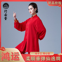Xingyuntang red Taiji clothing womens new spring and autumn high-end elegant fashion Taijiquan practice Mens long sleeve suit