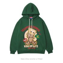 ETBABY American oversize bear plus velvet hooded sweater men and women loose bf lazy wind couple long sleeve