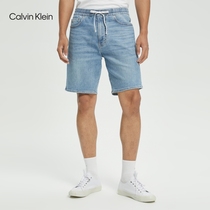 CK Jeans22 Spring summer new men tightness drawing rope waist LOGO webbing casual denim shorts J320635