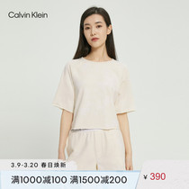 CK Lingerie 22 Spring Summer New Womens Fashion Crew Neck Short CK One Patch Short Sleeve HomeWear QS6807