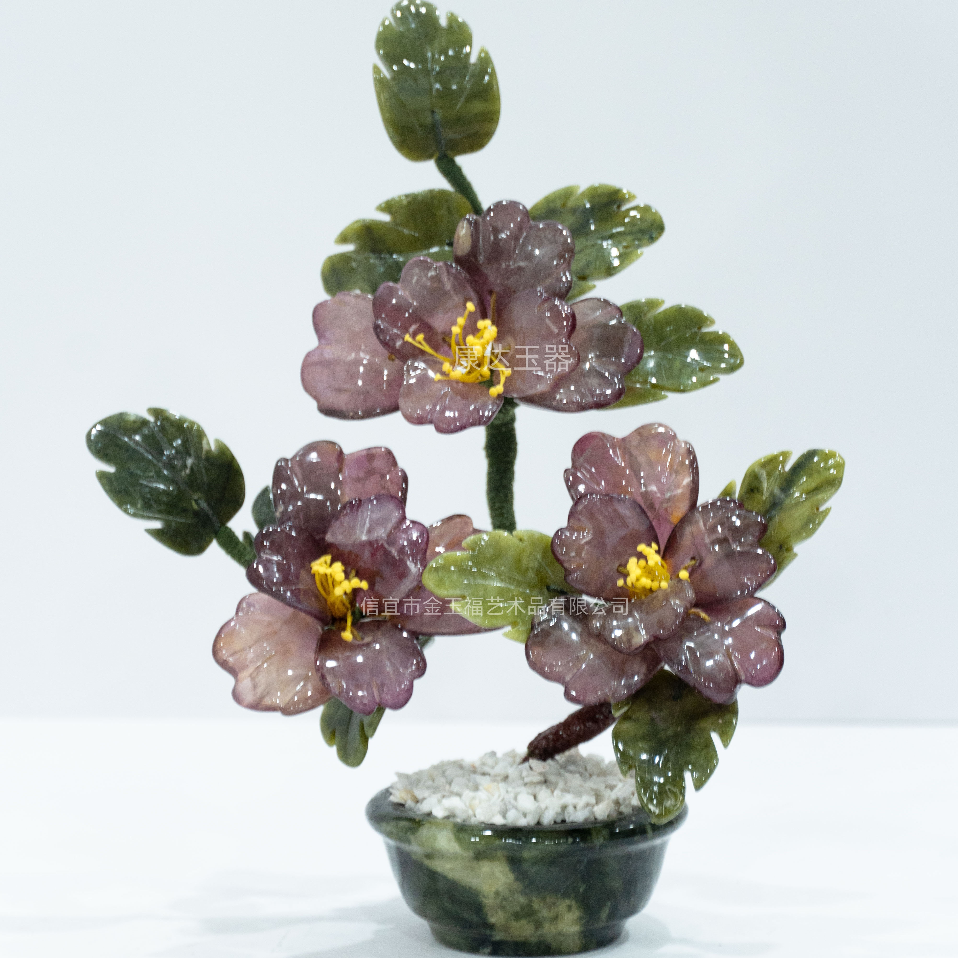 玉石花盆景 石細工 花盆栽 ガラスケース付き 硬石彫刻 天然石 玉石 フラワー 天然盆景花玉石工艺品-天然盆景花玉石工艺品促销价格、天然盆景花玉石