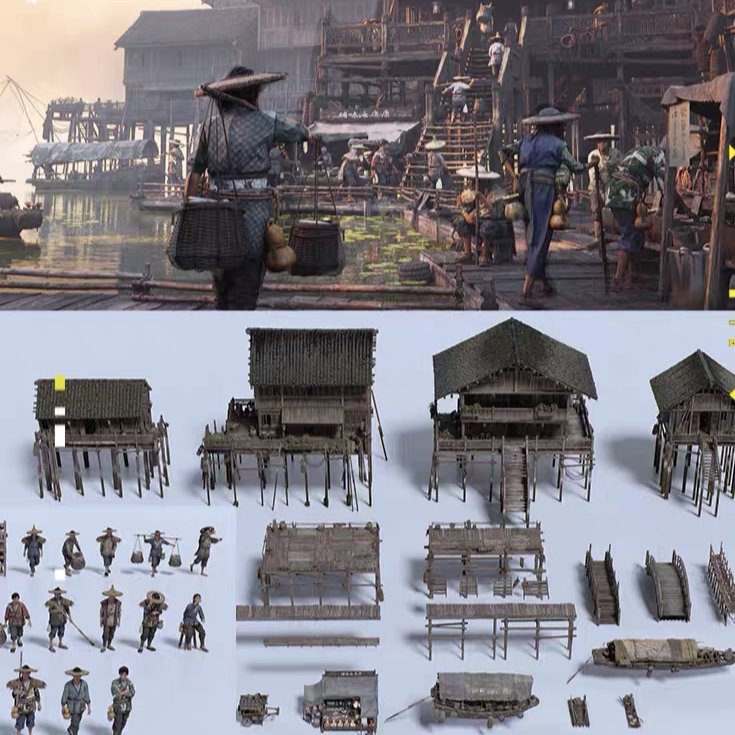国风古建场景模型库全解析|虚幻UE/C4D/Blender/FBX格式适配,3D创作必备资源推荐-旅游-淘宝好物网