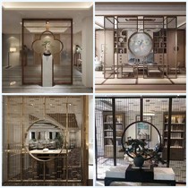 Stainless steel fake landscape metal screen partition living room light luxury Nordic grille simple entrance modern wash grid