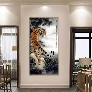 张善子上山虎图 中国画 掛け軸 水墨画 和室 玄関 茶室 壁掛け 美術品 张善子上山虎图 中国画 掛け軸 水墨画 和室 玄関 茶室 壁掛け 美術品