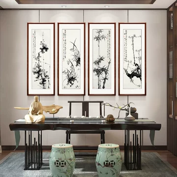 梅兰竹菊四条屏纯手绘画芯-梅兰竹菊四条屏纯手绘画芯促销价格、梅兰竹