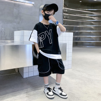 Boys summer clothing sports suit 2022 new CUHK children Summer short sleeves Two sets Fried Street Handsome trendy tides