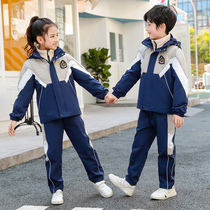 Thickened Warm Elementary School Students Class Clothing Submachine Clothing Three Sets First Grade School Uniform Autumn Winter Kindergarten Dark and resistant