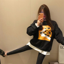 Tide brand sweater women 2021 autumn and winter New Fashion Women loose slim long sleeve top women fake two coats