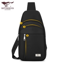Seven Wolves Chest Bag Men Canvas Casual Men Single Shoulder Bag Slanted Satchel Oxford Cloth Waterproof Backpack Multifunction Satchel