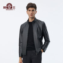 Beasts autumn new mens head layer cowhide leather leather leather clothing stand collar business casual slim leather jacket down jacket
