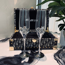 D home artificially blown red wine glasses goblet wine set home gift box 2 wine glasses