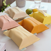 Solid color leather waterproof and oil-proof tissue box modern simple tissue bag thick tissue tissue cover car household paper bag