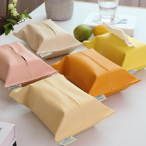Solid color leather waterproof and oil-proof tissue box modern simple tissue bag thick tissue tissue cover car household paper bag