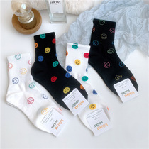 boom bomb full print Smiley Smile smile cartoon creative cute match fashion trend in socks cotton ins Korean