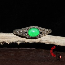 Antique Miscellaneous antique bronze bronze white copper inlaid Old Jadeite simple exquisite bracelet ladies wear text collection