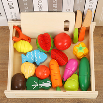 Childrens house early education toys wooden magnetic magnetic cutting fruit bread set 2 boys and girls 1-3 years old