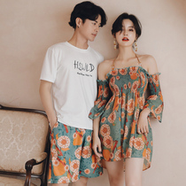 Couple swimsuit 2021 new summer sexy ins wind seaside sunscreen honeymoon beach mens pants hot spring suit