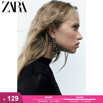 ZARA autumn and winter new womens black artificial crystal inlaid earrings 4736282 800