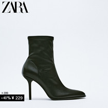 ZARA New Products Discount Women Shoes Black High Heel Elastic Fashion Short Boots 1156810040