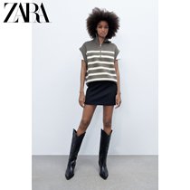 ZARA spring new womens dress French striped 100 hitch knitted vest 3390006104