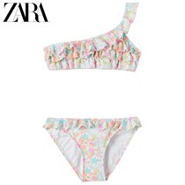 ZARA new childrens clothing girls flower print laminated decorative bikini 06668624251