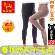 Inner Mongolia Plug Camel Spring Autumn Thin Section Comfort Loose Knit Wool Trousers Men Beauty Body Warm High Waist Elastic Warm