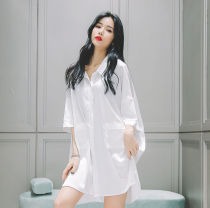 LY Babynico2021 new nightdress female summer ice silk sexy boyfriend wind Spring and Autumn Silk pajamas