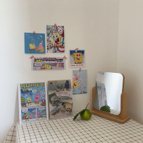 ins Korean Spongebob cartoon retro poster illustration room cute wall decoration card wall sticker New
