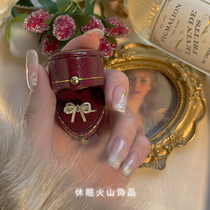 Dormant volcano ◆ Valuable daughter light luxury sweet bow zircon ring female design niche exquisite ring