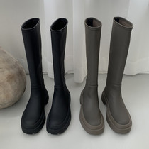 But knee boots women 2021 new leather thick-soled fried street boots high tube slim sleeve Knight boots