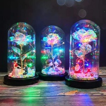 Glass cover glowing roses forever flowers 520 Valentines Day to send boys girlfriends wife girlfriends birthday gifts