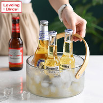 Nordic simple glass ice bucket high-value large-capacity household split basket Net red happy water thickened ice bucket