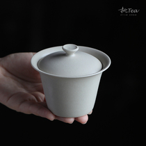 Taoyanfang Guqing handmade Gaiwan Jingdezhen ceramic single anti-scalding hand grip no support ash glaze Kung Fu thin tire