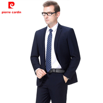 Pierre Cardins new two-grain buckle middle and rear split mens non-perm wool suit suit business suit casual mens wear
